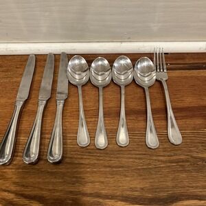 Wallace 18/10 ROYAL BEAD Stainless 8 Pc Fork Knives Soup Spoons